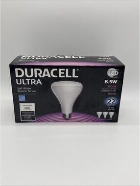 NIB Duracell Ultra Soft LED 8.5 W 2700 KBR 3020 5000 Hour Life Three Pack Bulbs